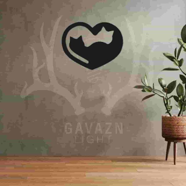 تابلوچوبی گربه عاشقانه