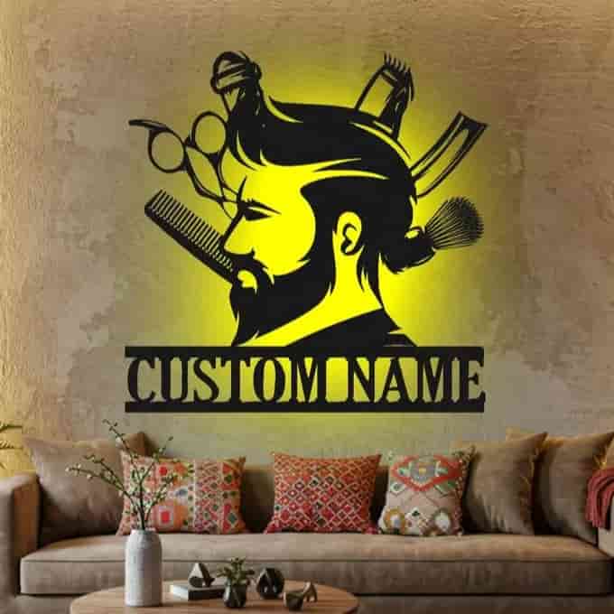 تابلو بک لایت آرایشگاه مردانه 4