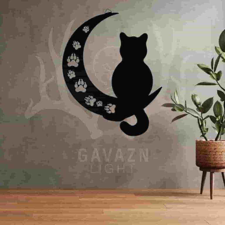تابلو چوبی گربه شبخیز