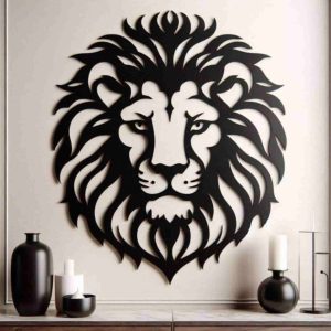تابلو چوبی شیر با ابهت
