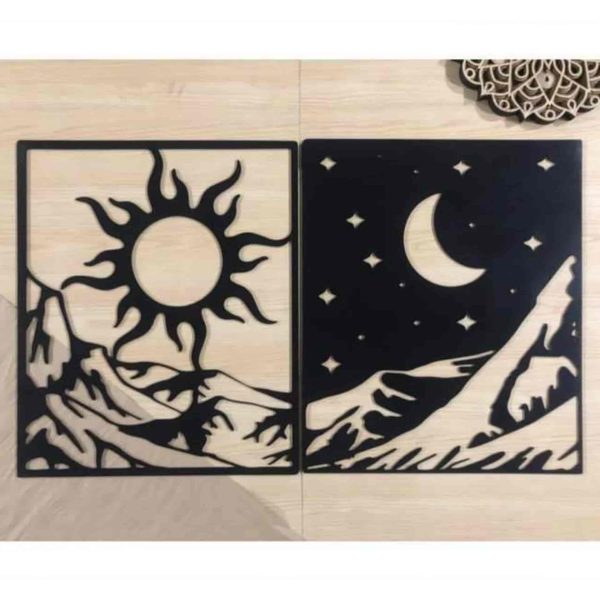 تابلو چوبی روز و شب - Image 1