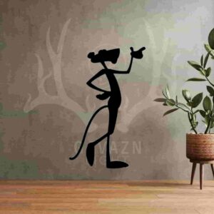 تابلو چوبی پلنگ صورتی