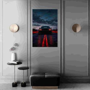 تابلو فتو نئون ماشین در جاده