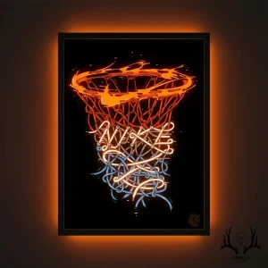تابلو بک‌لایت با طرح حلقه بسکتبال آتشین