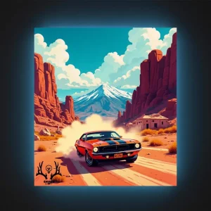 تابلو بک لایت Dodge Challenger – دریفت کویری