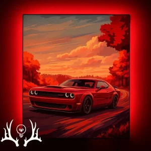 تابلو بک لایت Dodge Challenger قرمز