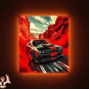 تابلو بک لایت Dodge Challenger مشکی و قرمز
