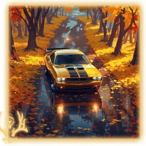 تابلو بک لایت Dodge Challenger زرد