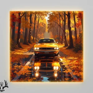 تابلو بک لایت داج چلنجر زرد مسابقه‌ای