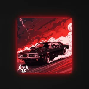 تابلو بک لایت ماشین کلاسیک مشکی