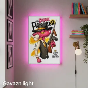 تابلو بک لایت پلنگ صورتی