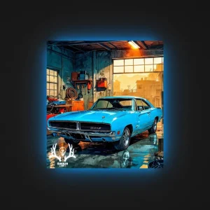 تابلوبک لایت Dodge Charger کلاسیک آبی