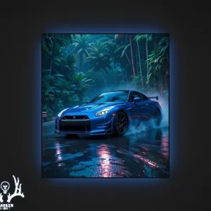 تابلو بک لایت Nissan GT‑R آبی تیره