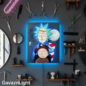 تابلو بک لایت ریک و مورتی آرایشگر