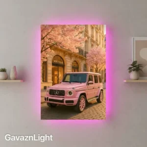 تابلو بک لایت بنز صورتی