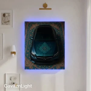 تابلو بک لایت انتزاعی بنز و فرش ایرانی