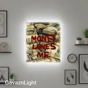 تابلو بک لایت MONEY LOVES ME